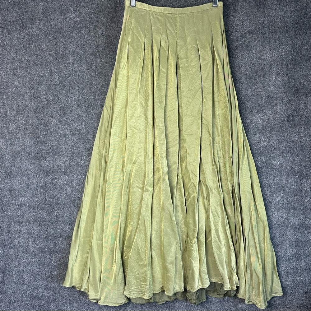 Vintage maxi peasant skirt SMALL layered moss green full length fairy castlecore